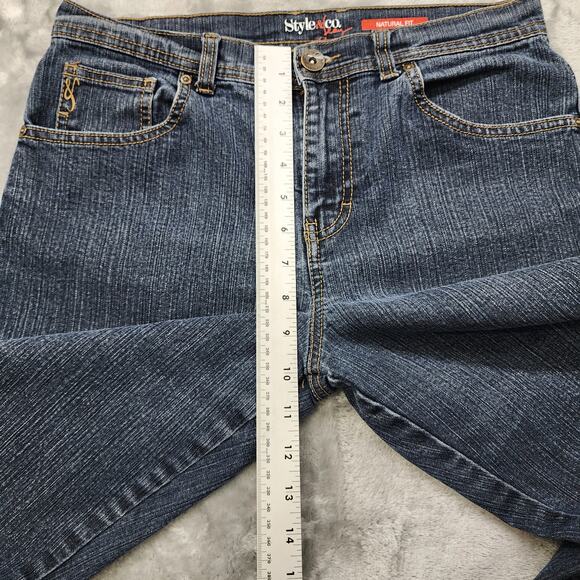 Style&Co Jeans Womens 8S SHORT Blue Dark Wash Natural Fit Mid Rise Straight Leg - Picture 11 of 14